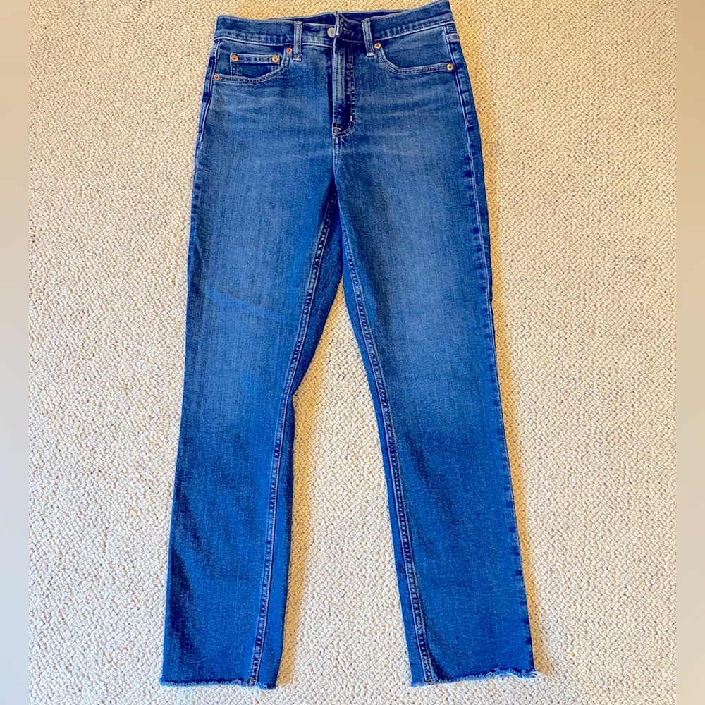 Gap slim straight frayed hem cigarette jeans 4